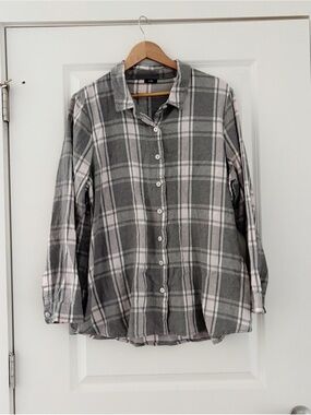 Tulip Oversized Plaid Shirt Tunic Lagenlook Button Down Artsy